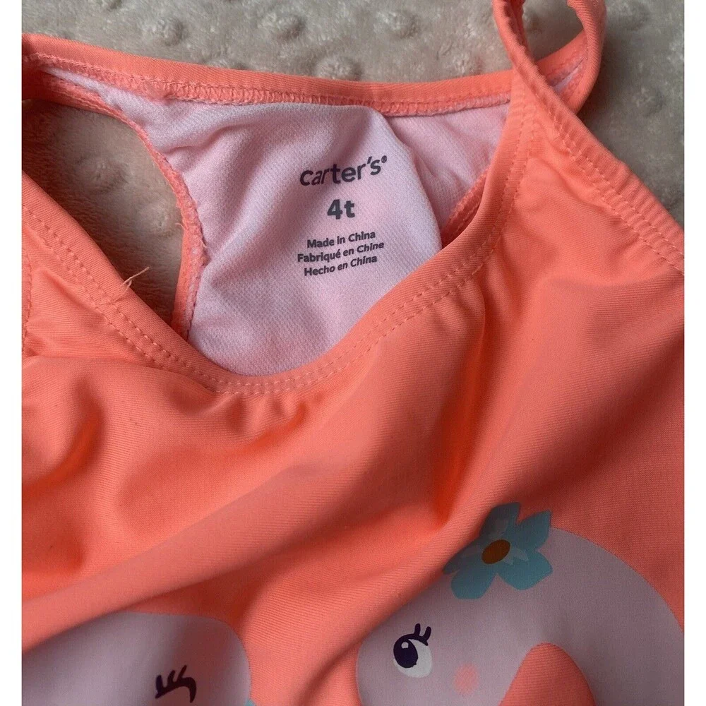Carter's Toddler Girls One Piece Swimsuit Flamingo Peach and Pink Size 4T